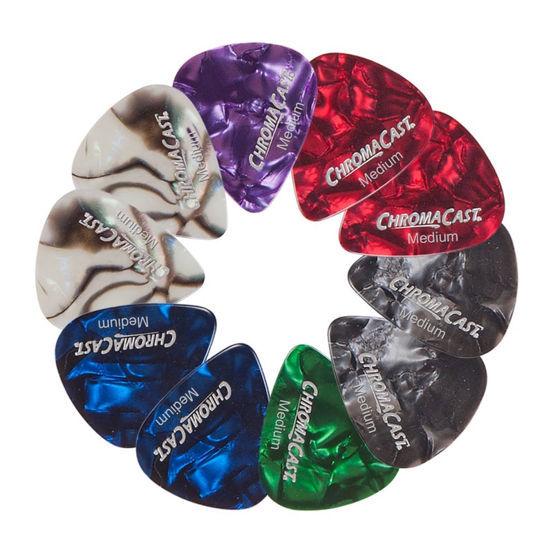 ChromaCast Pearl Celluloid Guitar Pick 10 Pack, Medium Gauge (.73mm) - Image 1